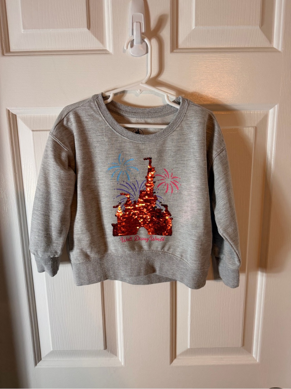 Disney Parks Walt Disney World Girls Flip Sequin Castle Sweatshirt XXS Grey